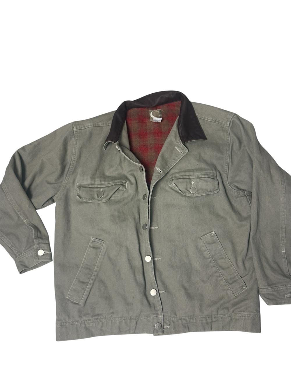 Vintage Marlboro Chore jacket canvas barn coat leather collar